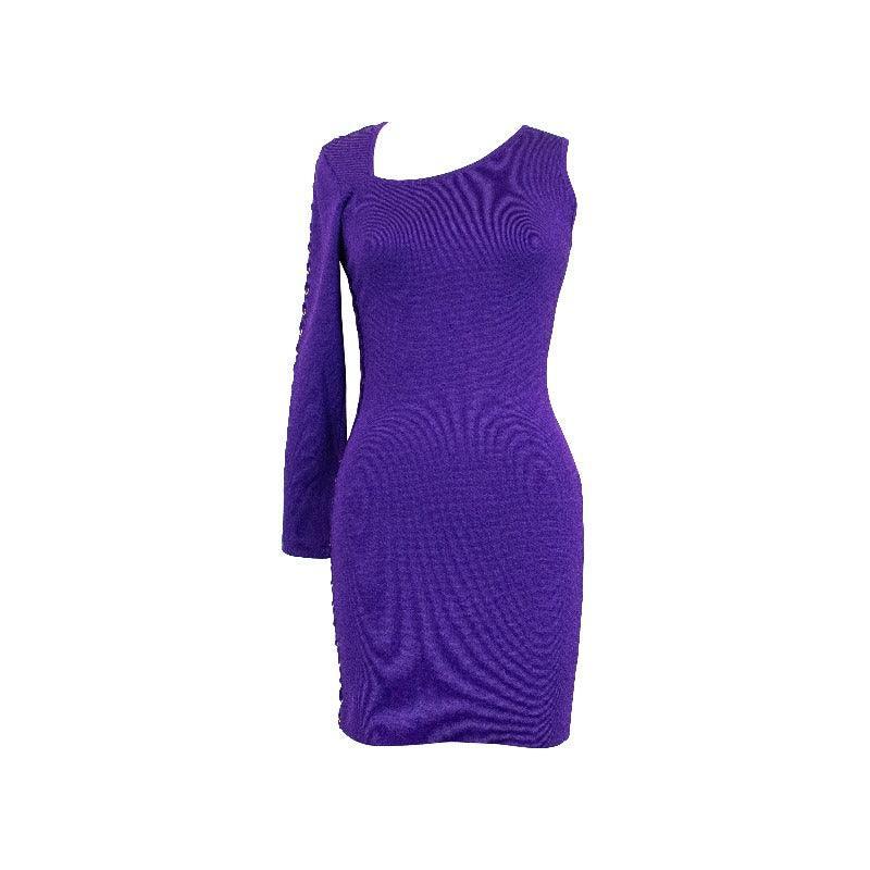 balmain purple dress BALMAIN Purple Sheath Dress