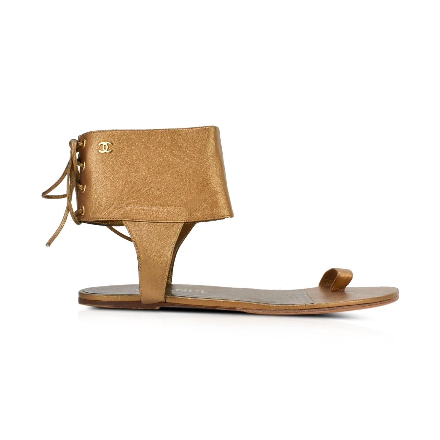 Chanel sandals sale tan