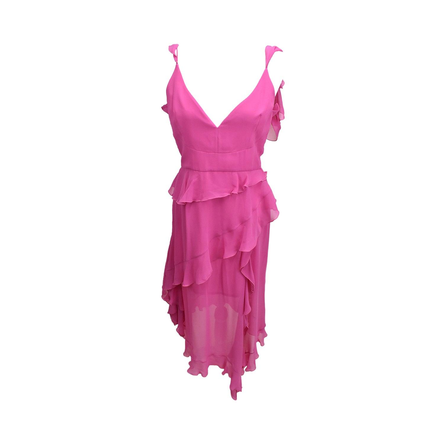 nicholas pink dress Nicholas Azalea Lace Plunge Midi Sleeveless V Neck Dress Fuchsia Fuchsia Size 6