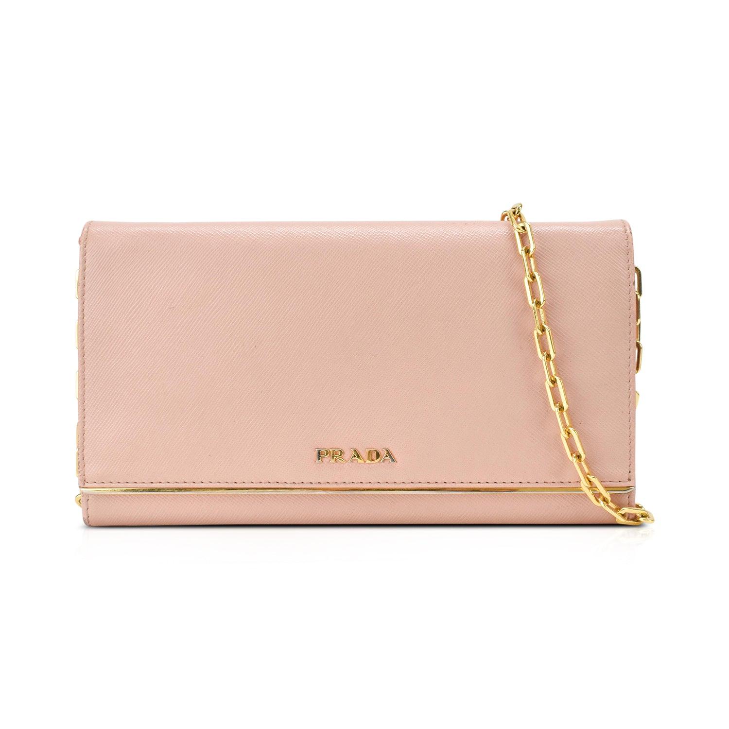 Prada leather wallet on on sale chain