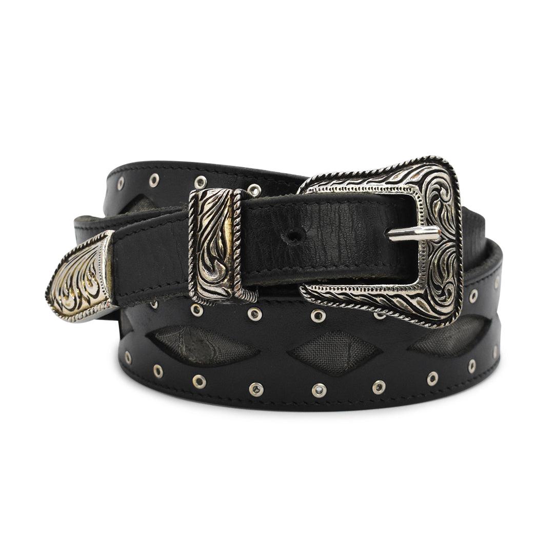 Black ysl belt best sale