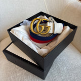 Gucci Canvas Striped 'Marmont' Belt - 36