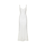 Self Portrait 'White Beaded Sequin' Maxi Dress - Women's 10