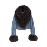 Alexander Wang Cropped Fur Trimmed Jacket - Women's S