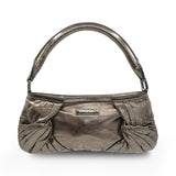Burberry Pleated Pewter Shoulder Bag