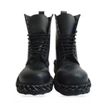 Balenciaga Black Chain Trim Combat Boots front