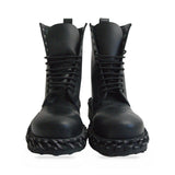 Balenciaga Black Chain Trim Combat Boots front