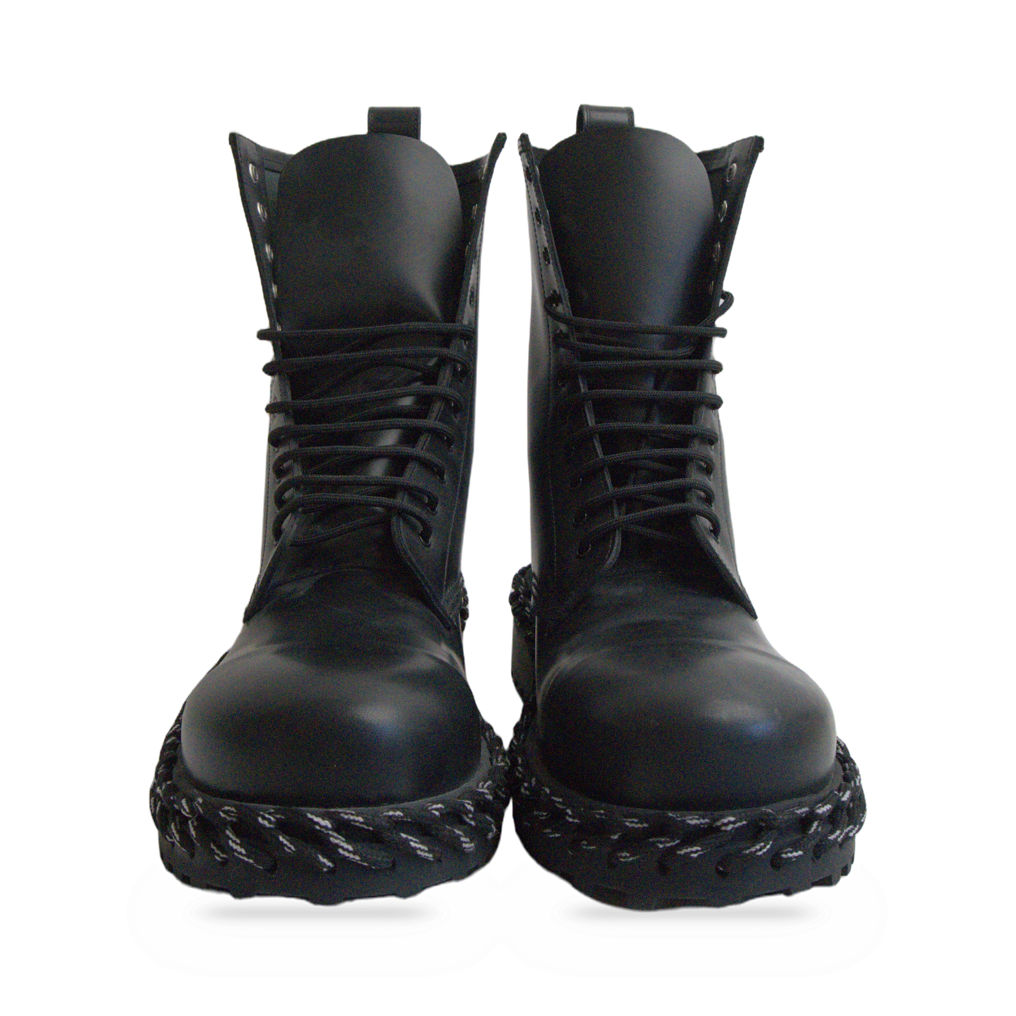 Balenciaga Black Chain Trim Combat Boots front