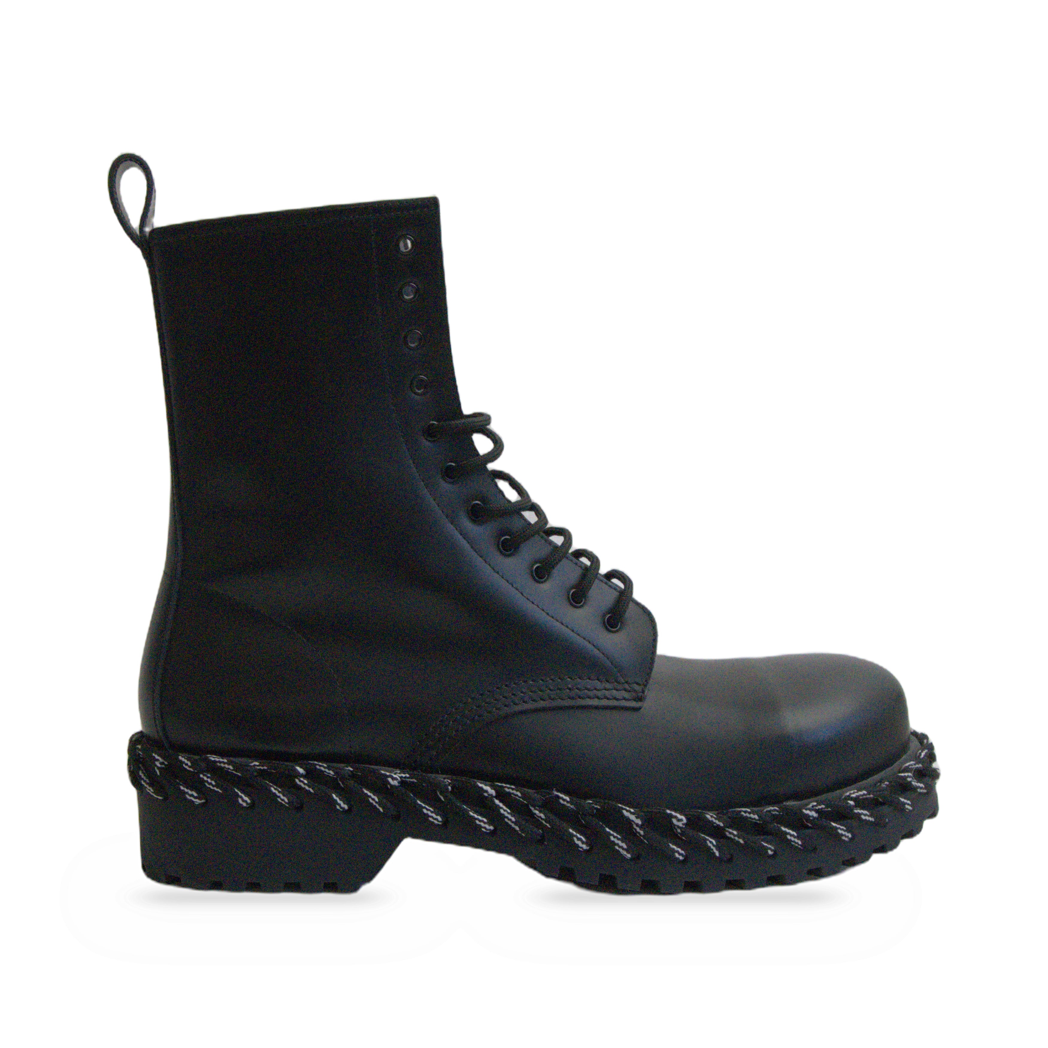Balenciaga Black Chain Trim Combat Boots side alternate