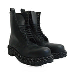 Balenciaga Black Chain Trim Combat Boots three quarter