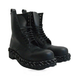Balenciaga Black Chain Trim Combat Boots three quarter