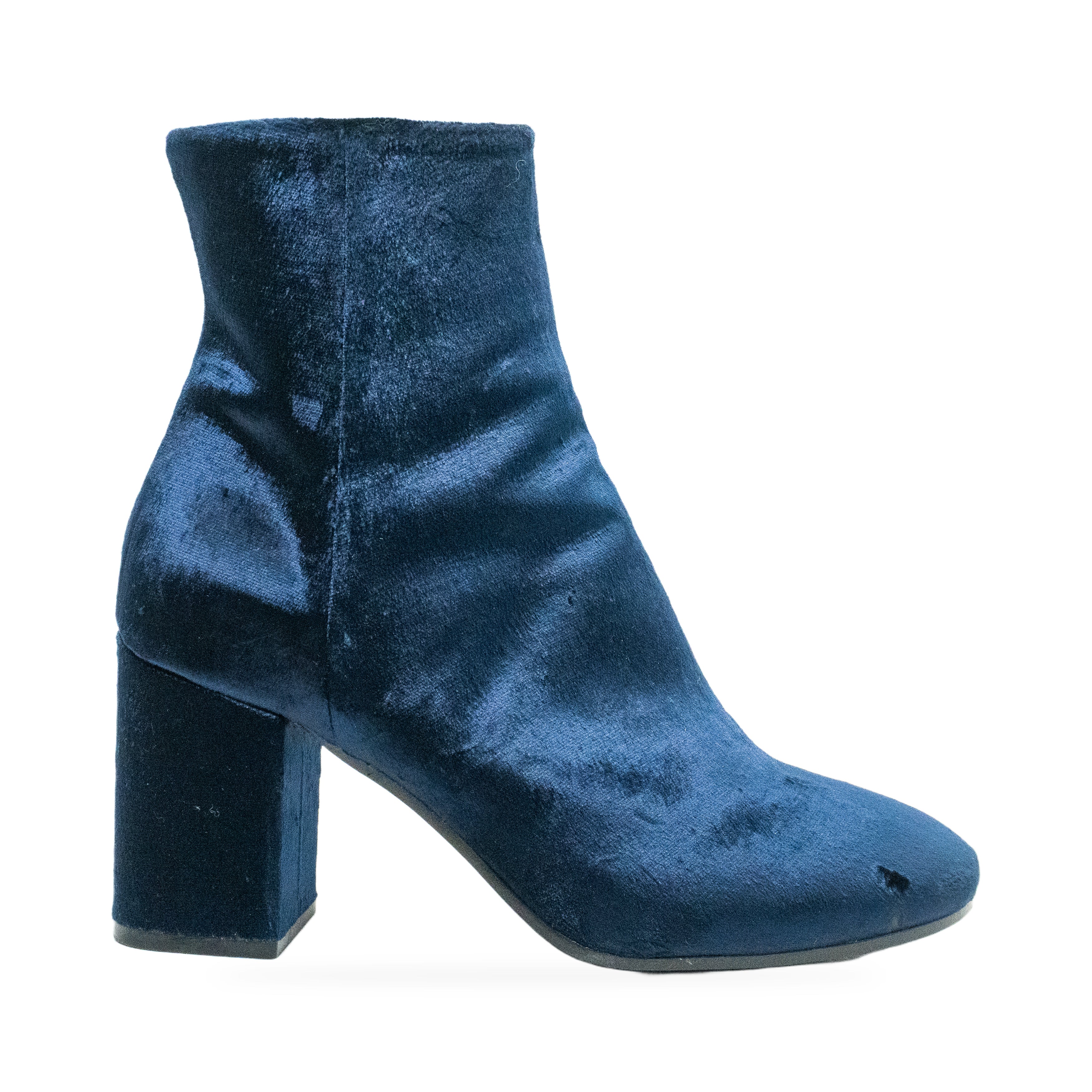 Balenciaga Blue Velvet Ankle Boots side