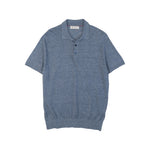 Brunello Cucinelli Blue Short Sleeve Knit Polo Front