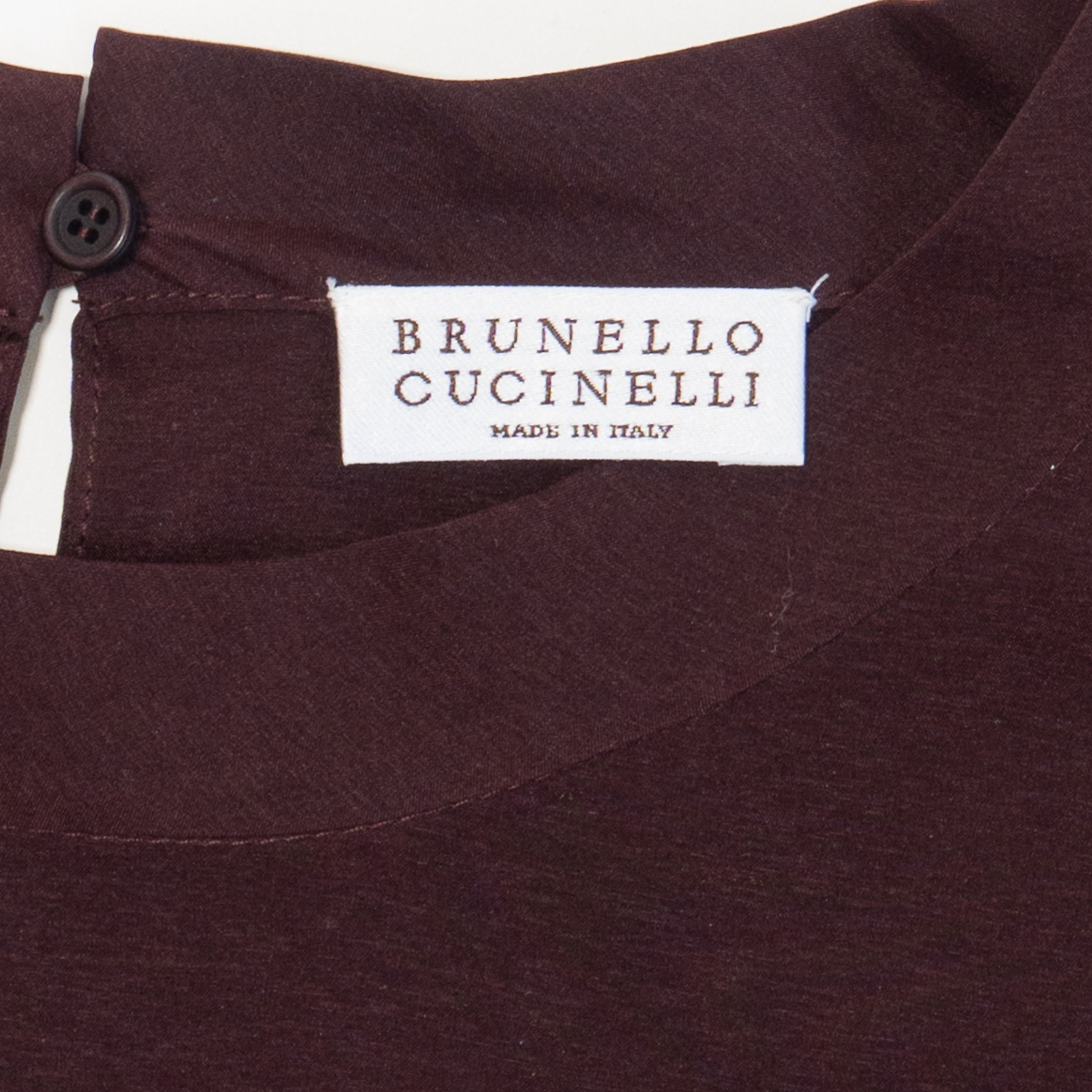 Brunello Cucinelli Burgundy Long Sleeve Tunic Label Detail