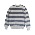 Cream Navy Striped Knit Sweater Front