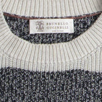Cream Navy Striped Knit Sweater Label Detail
