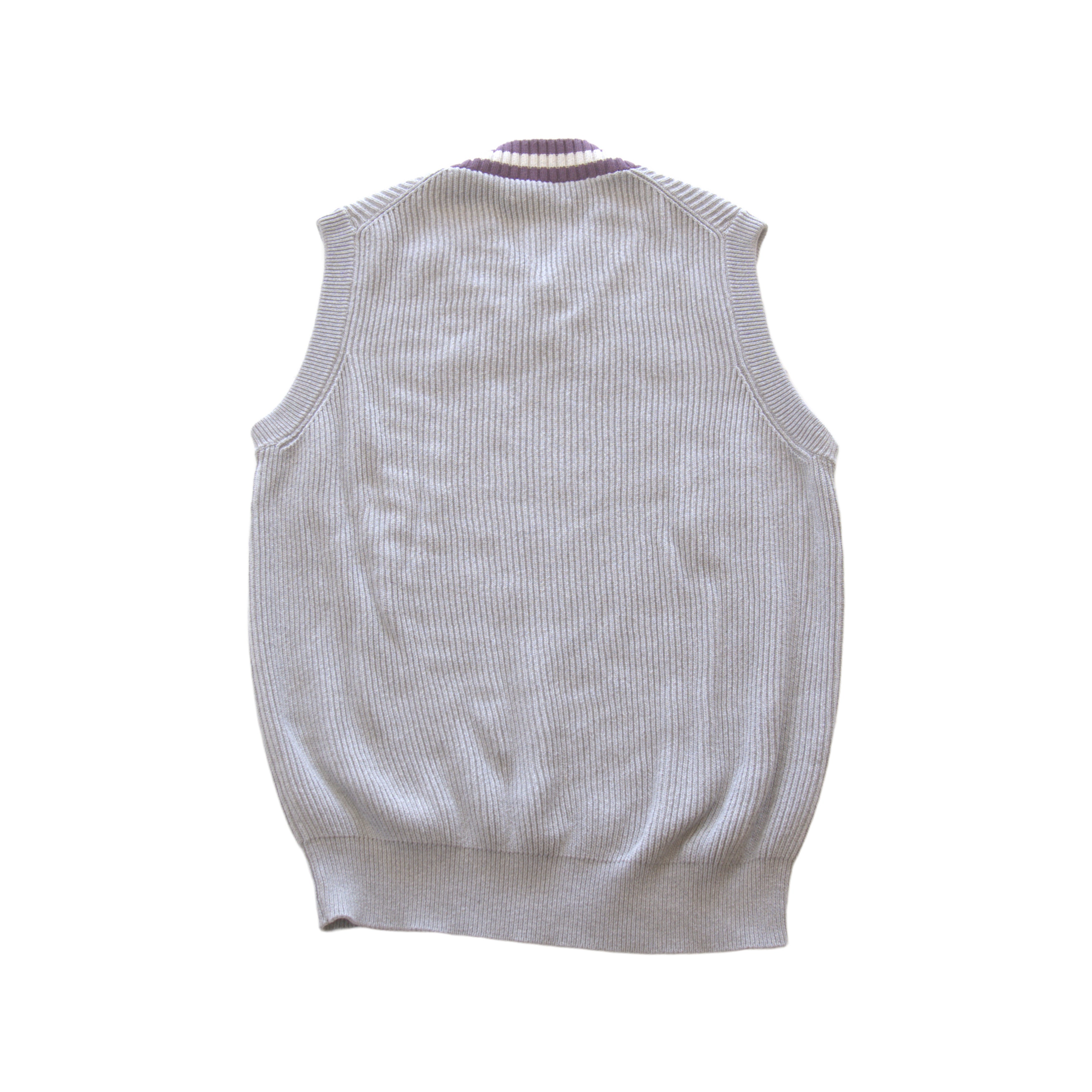 Brunello Cucinelli Grey Purple Trim Sweater Vest Back