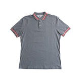 Grey Red Trim Polo Shirt Front