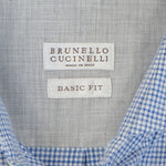 Brunello Cucinelli Light Blue Gingham Shirt Label Detail