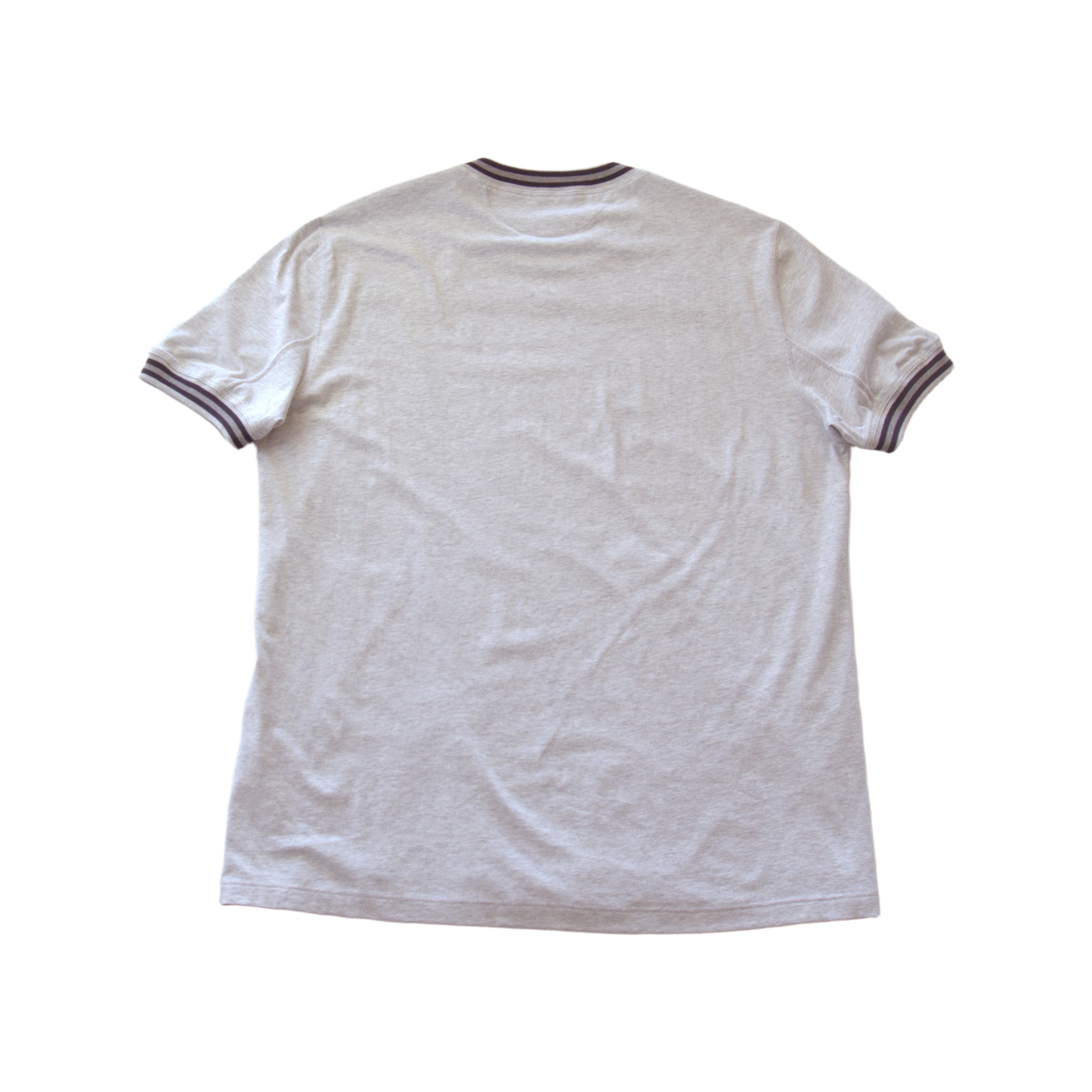 Brunello Cucinelli Light Grey Stripe Trim T-Shirt Back