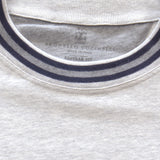Brunello Cucinelli Light Grey Stripe Trim T-Shirt Label Detail