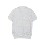 Brunello Cucinelli Light Grey Striped Knit Polo Back
