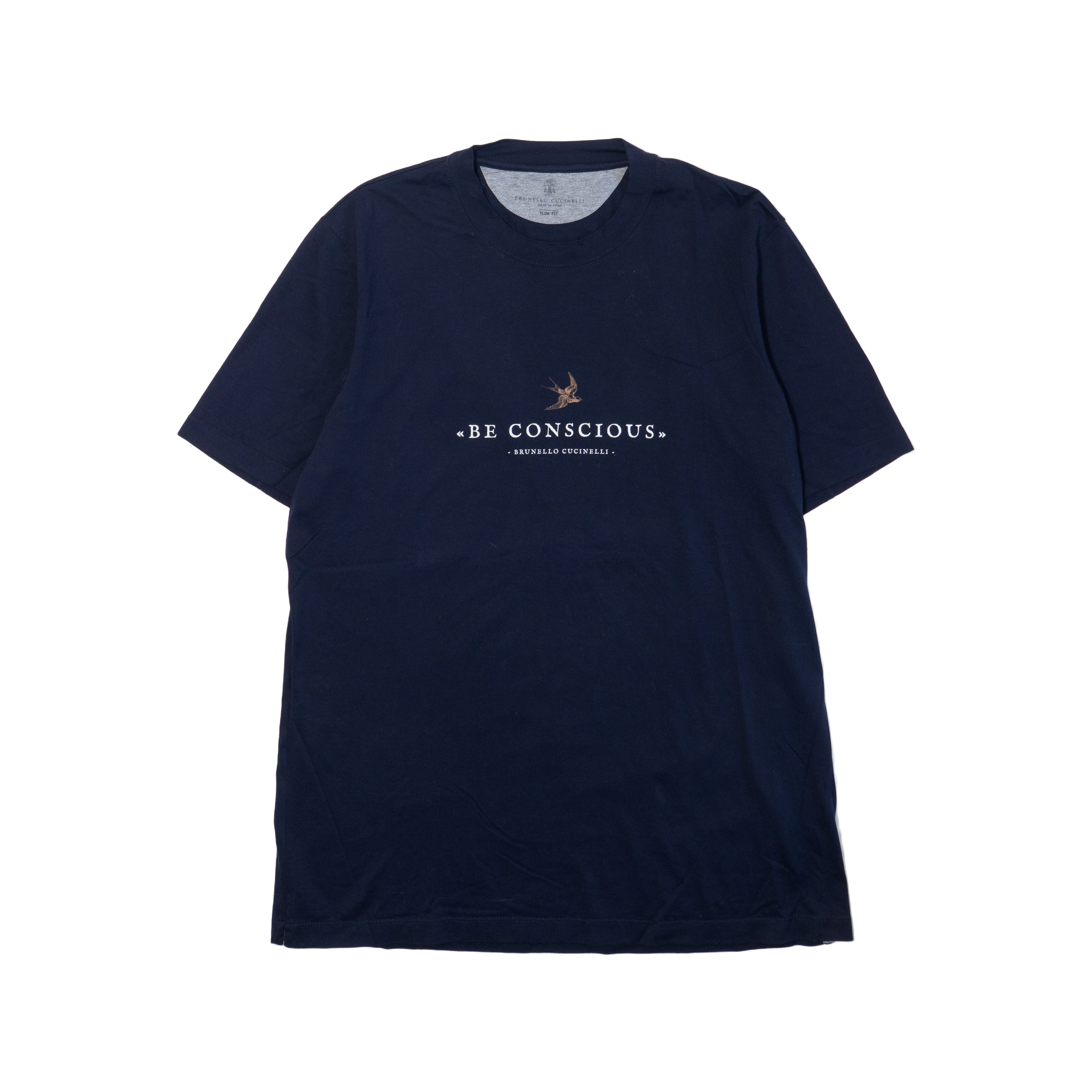 Brunello Cucinelli Navy Be Conscious T-Shirt Front