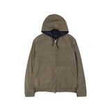 Brunello Cucinelli Olive Navy Reversible Hooded Jacket Olive Front