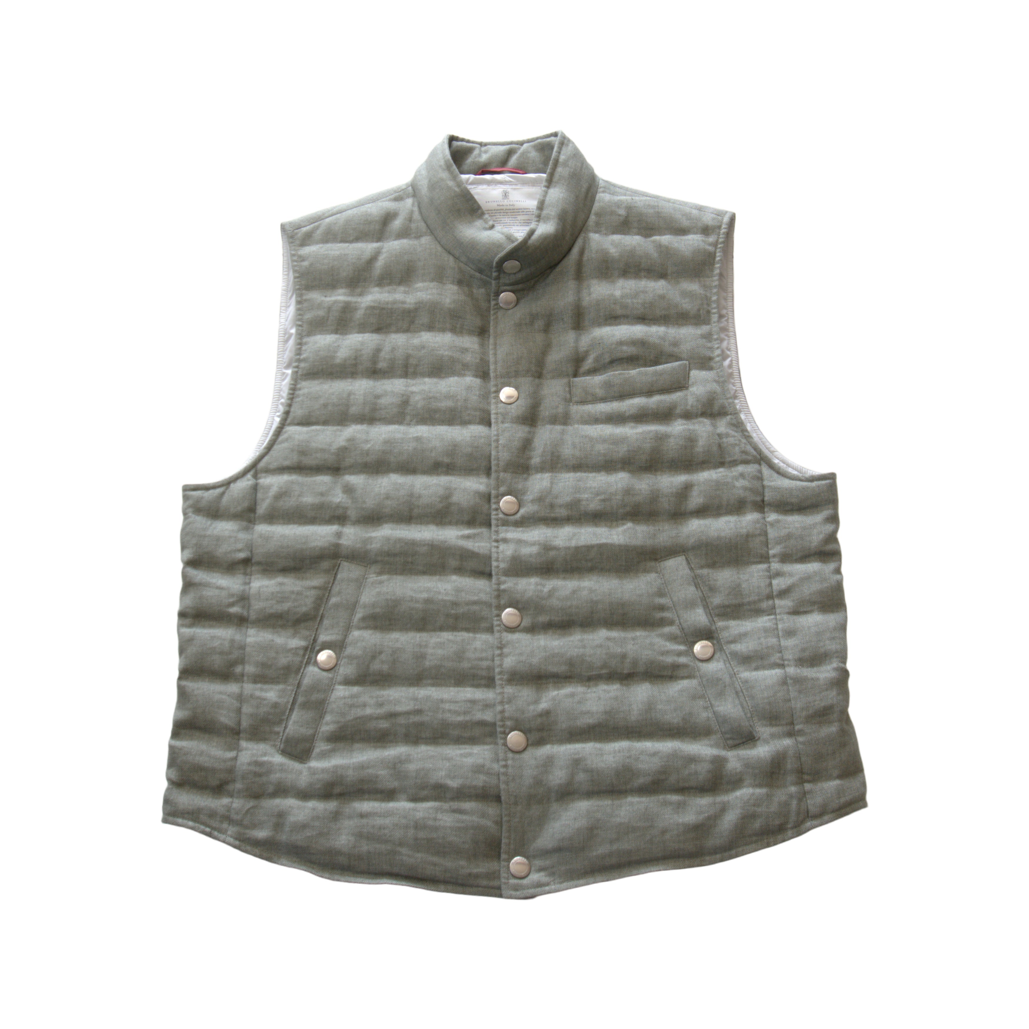 Brunello Cucinelli Olive Quilted Vest Front