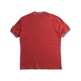 Red Contrast Trim V Neck T-Shirt Back