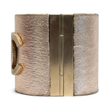 Chanel Rose Gold Leather Hinged Bracelet