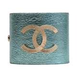Chanel Blue Leather Hinged Bracelet