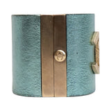 Chanel Blue Leather Hinged Bracelet