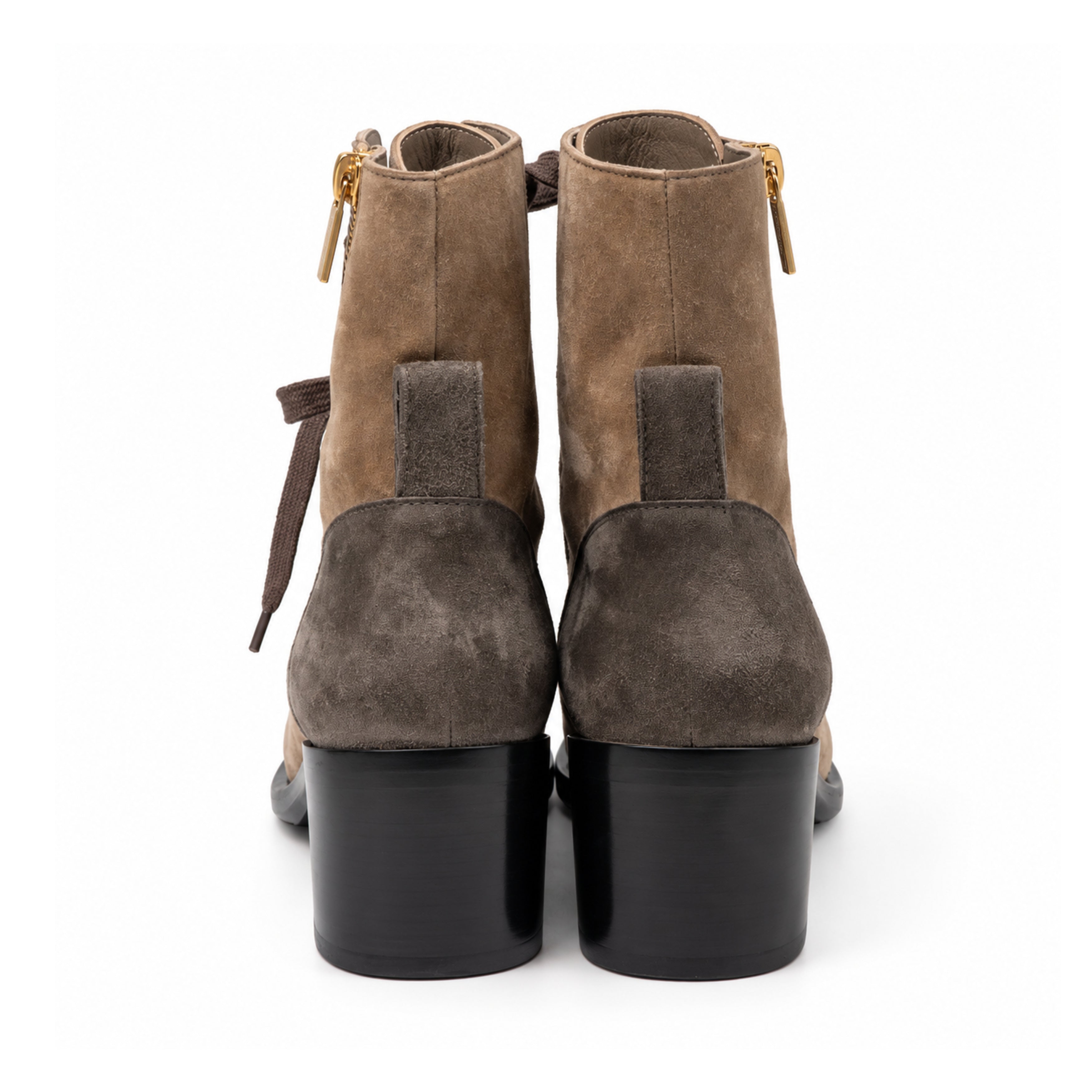 Chanel taupe suede lace up ankle boots 04 back