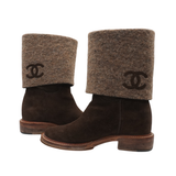 Chanel Foldover Wool Boots - Women's 38.5