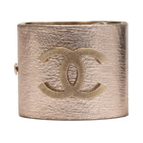 Chanel Rose Gold Leather Hinged Bracelet