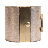 Chanel Rose Gold Leather Hinged Bracelet