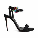 Christian Louboutin 'Goldie Jolie 100' Satin Sandals - Women's 39.5
