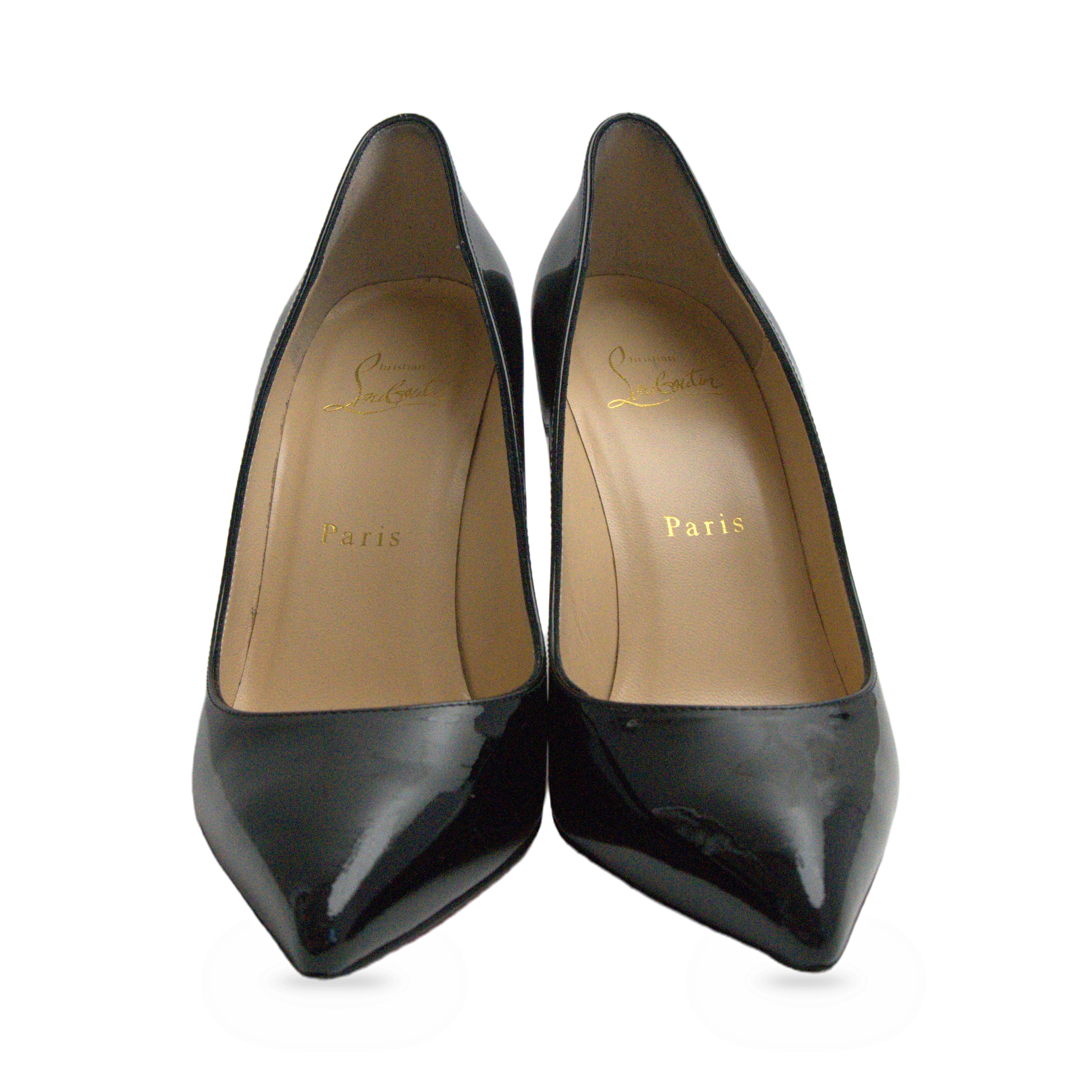 Christian Louboutin Black Patent Pumps front