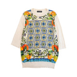 Dolce & Gabbana Cream Majolica Crewneck Sweater - Women's 40