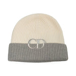 Dior Cream Grey Knit Hat front
