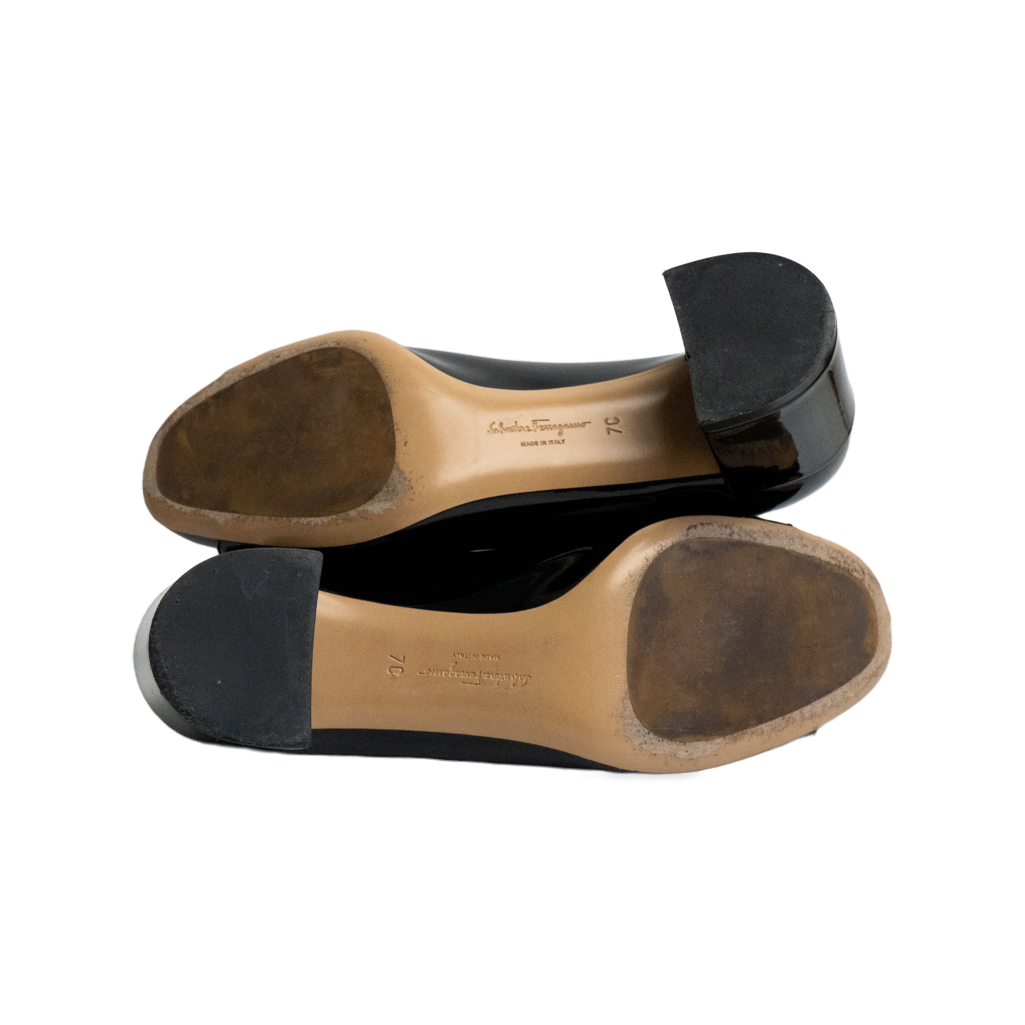 Ferragamo Black Patent Pumps sole
