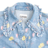 Ganni Puff-Sleeve Denim Shirt - Women's 40