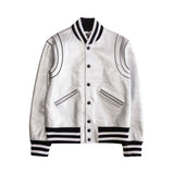 Givenchy Silver Leather Varsity Jacket - Men's 48