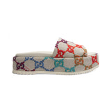 Gucci Multicolour 'GG' Monogram Platform Slides - Women's 38