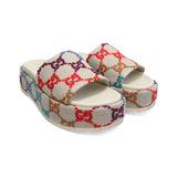 Gucci Multicolour 'GG' Monogram Platform Slides - Women's 38