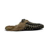 Gucci Studded Fur Mules - Women's 38