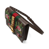 Gucci 'Sylvie' Floral Embroidered Leather Waist Bag