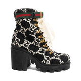 Gucci Tweed Combat Boots - Women's 36.5