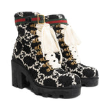 Gucci Tweed Combat Boots - Women's 36.5